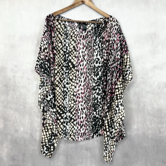 Bisou Bisou Women Tunic Top Poncho Size XLarge Animal Print Sheer Mob Wife Flowy - Picture 8 of 8